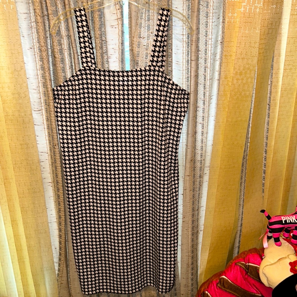 Houndstooth Sleeveless Romper Dress